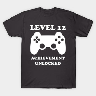 Level 12 Achievement Unlocked Gamer Next Level 12 years old birthday T-Shirt